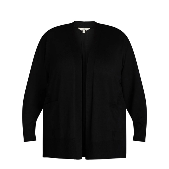 Terra & Sky Women's Size 4X (28W-30W) Fine Gauge Cardigan Lightweight Black Soot - Picture 2 of 8